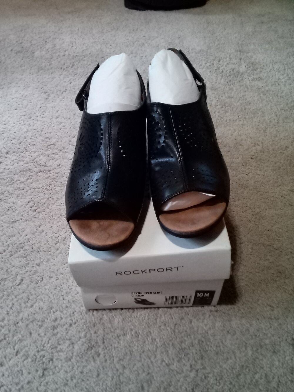 NIB Rockport Brynn Black Open Sling Sandals Sz 10